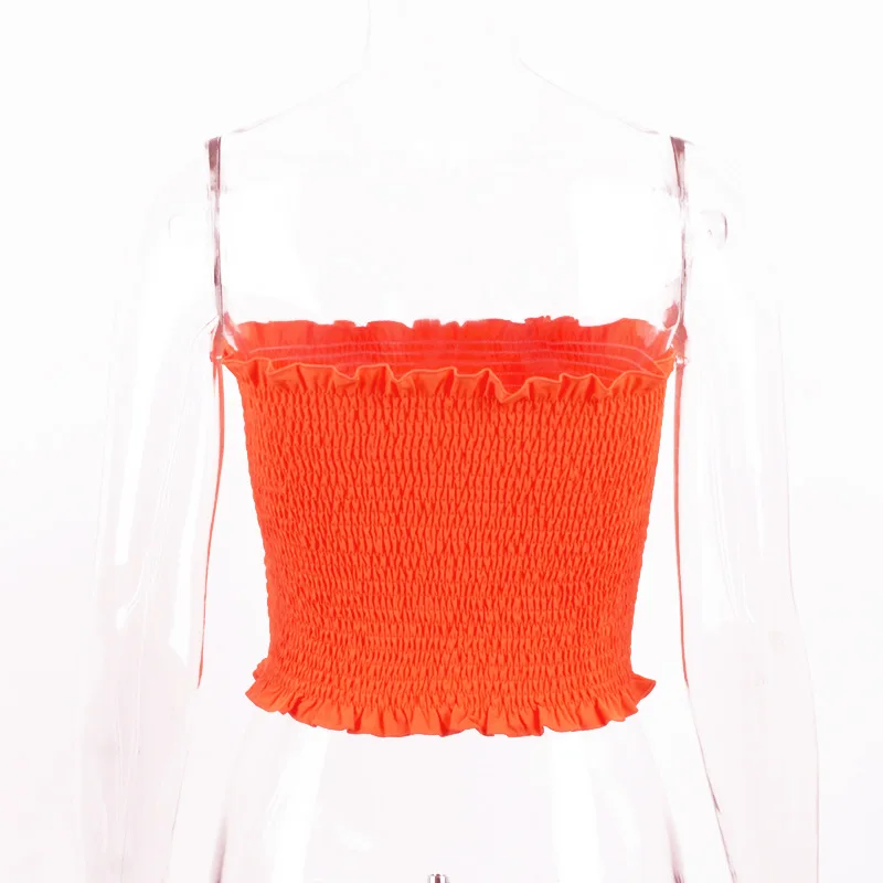 NORMOV Sexy Club Women Tops Summer Solid High Elastic Backless Strapless Sleeveless With Lace Polyester Sheath Party Tops