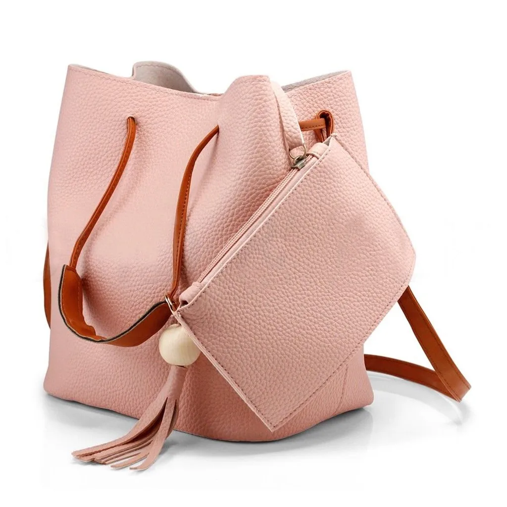 

Soft Pink Bucket Bag Summer Tassel Purse Handbag Office Ladies Crossbody Shoulder Bags Messenger Satchel Crossbody Bags
