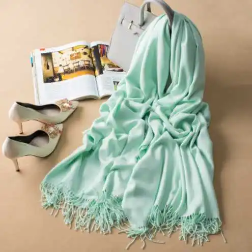 

Solid Color Pashmina Cashmere Shawls Women Luxury Plain Wedding Stoles Female Fashion Foulard Party Cashmere Scarf 32Colors