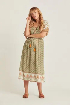 

2020 Spring Women's Dress Floral Printing Fashion Long Dress V-neck Summer Boho Dress Sun Flower Dress Loose Vestidos De Fiesta