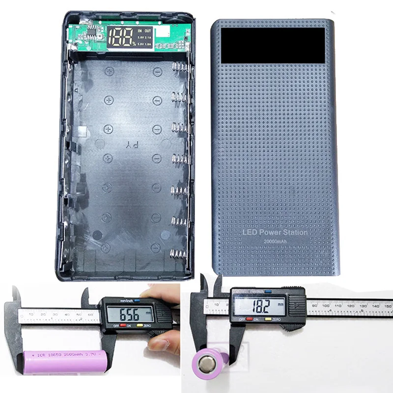 Держатель для аккумулятора DIY 7x18650, блок питания, пластиковый корпус, чехол, Тип C, USB порт, дисплей, блок питания, аксессуары, черный, белый, синий