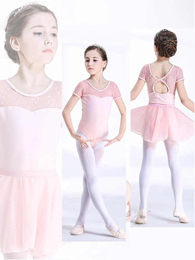 Для девочек/Изделие из хлопка с короткими рукавами с круглым вырезом танцевальное бальное платье Дети Юбка-пачка принцессы розовый