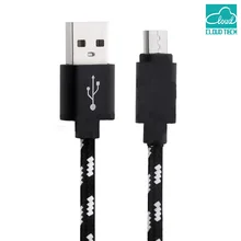 CloudTech Micro USB Cable Nylon Cord 1M Wire Data Sync Fast Charging 2.1A Soft And Durable android fast charging free shipping
