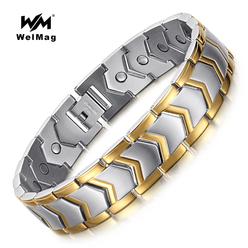 

WelMag Magnetic Energy Bracelets Bangles Fasion Stainless Steel Bracelet for Men Silver Gold Wrist Band Dropshipping 2019