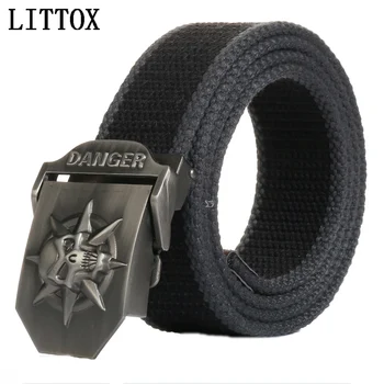 

Men's canvas belt skull metal buckle military belt Tactical Belts Military Belts Men Cinturon Hombre caestus Top Quality Unisex