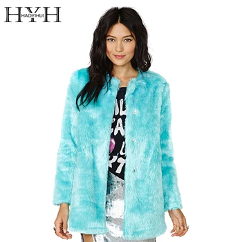 

HYH HAOYIHUI Women Solid Green Long Sleeve Crew Neck Coat Single Breasted Faux Leather Longline Coat Casual Female Outwear