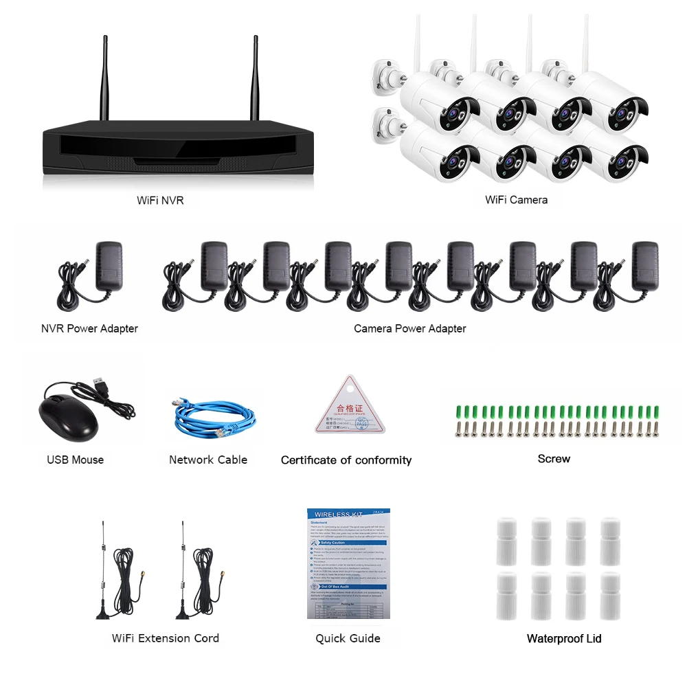 ZGWANG 720 P 8CH безопасности беспроводной камеры Наборы водостойкий открытый NVR IP wifi