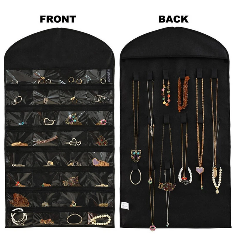 32 карманов для хранения ювелирных изделий Организатор сумка Цепочки и ожерелья кольца серьги держатель дело Для женщин Jewelry Дисплей сумка