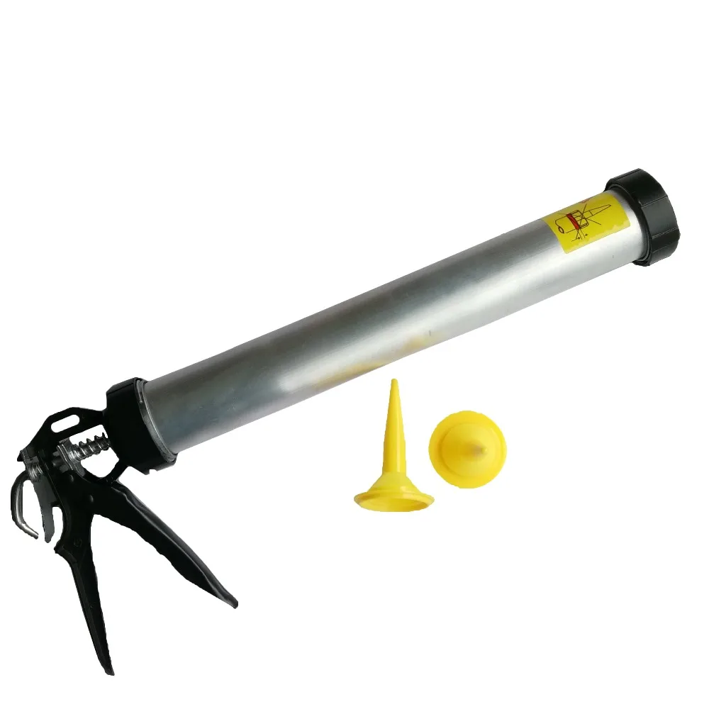 Günstige HUAFENG GROßEN PFEIL Aluminium Gehäuse Kartuschenpistole Glas Klebepistole klebepistole Silikon Pistole mit 2 STÜCK Einbaustutzen