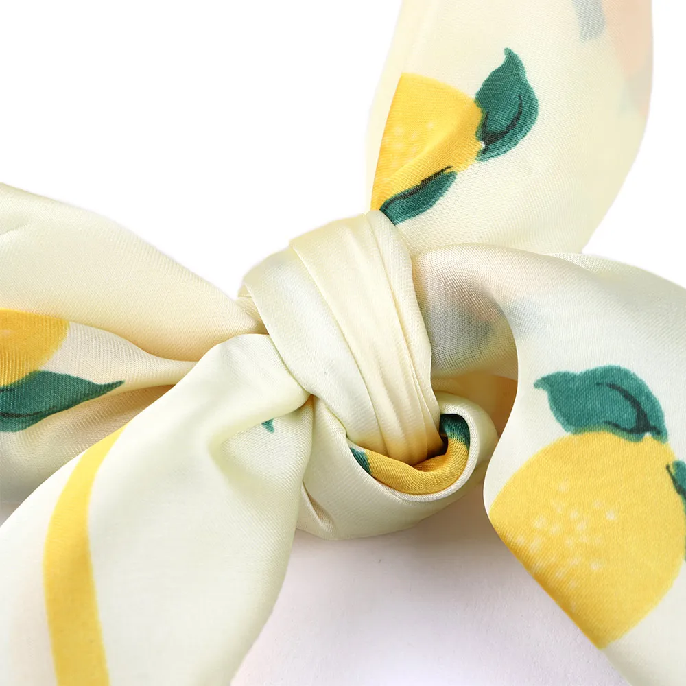 70 см лимонный принт дизайн небольшой квадратный воротник шарф женский шейный платок роскошный имитация шелка шарфы повязки для волос