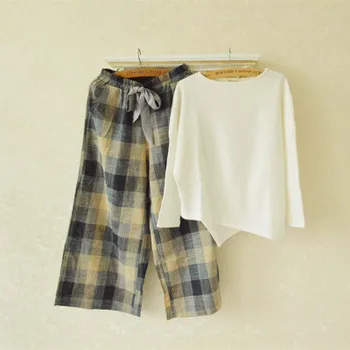 

yomrzl A639 New arrival spring and autumn cotton women's pajama set daily sleep set causel loose sleepwear indoor clothes