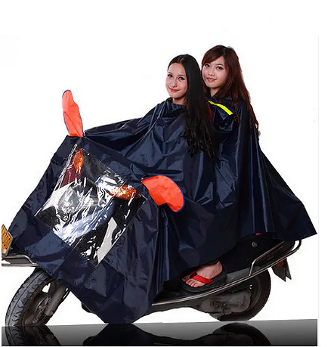 Двойной мотоциклист Плащи Мотоцикл Скутер Электрический велосипед Плащи взрослых утолщенной пончо - Цвет: dark blue