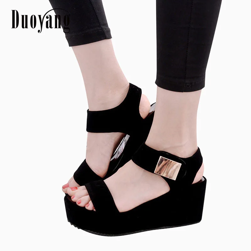 

DuoYang Women Sandals Summer 2018 New Open Toe Platform Sandals High Heels Wedge Shoes female shoes