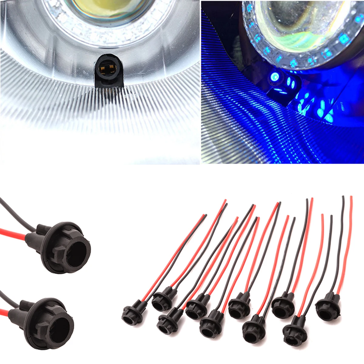 

10pcs T10 Socket Connetor Wire Base W5W 168 194 Car Socket Connector Extension LED Bulb Wedge Light Base