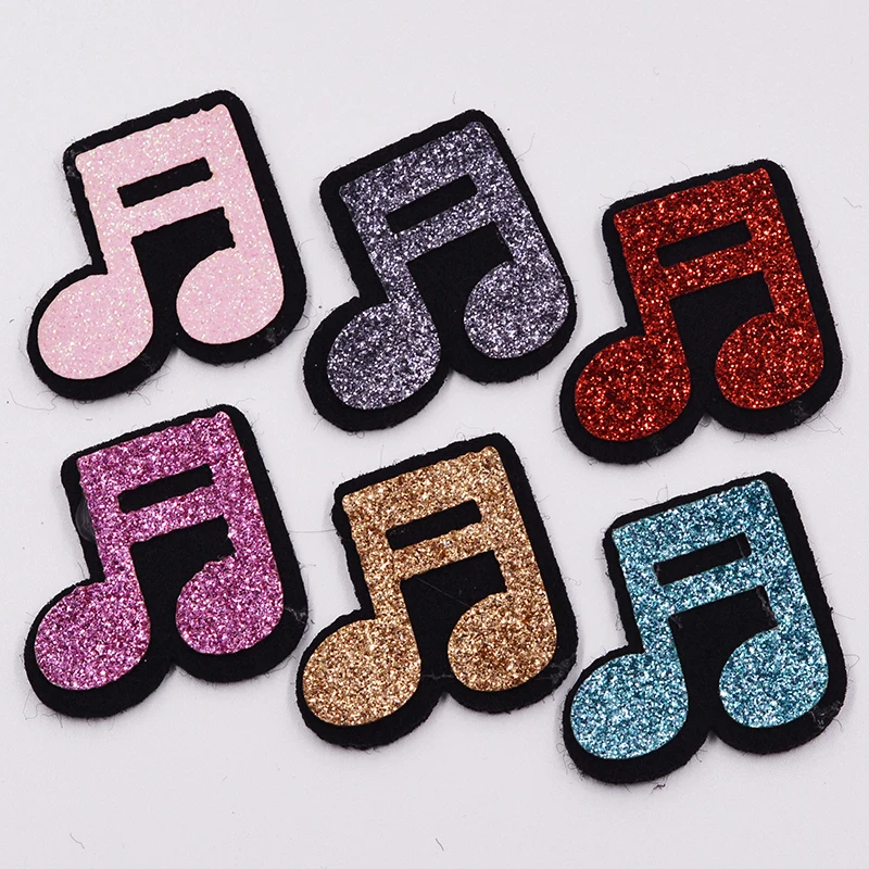 

40pcs/lot 3x3.3cm Mixed Padded Shiny/Glittered musical note Shape Appliques For Kid DIY Patch And Baby Headwere Accessorie