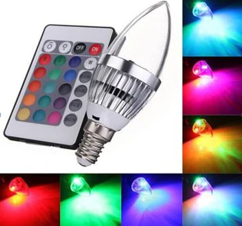 

4pcs/10pcs E14 3W RGB LED Candle light Color Changing Chandelier Candlestick Candle lamp 85-265V With 24Key Remote Controller