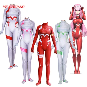 

VEVEFHUANG Zero Two Darling in the Franxx Cosplay D.va anime 3D Printed Costume jumpsuit Zentai Halloween Catsuit Bodysuit
