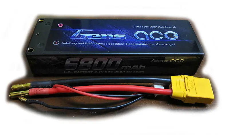 2 шт Gens ace 2S Lipo аккумулятор 6800 мАч 7,4 В Аккумулятор 50C Deans разъем для осевого RC автомобиля 1/8 1/10 жесткий кейс высокого разряда