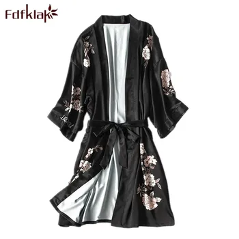 

Fdfklak Floral Robe Summer Faux Silk Robe Femme Bridesmaid Robes Women Sleepwear Sexy Clothes Dressing Gown Ladies' Bathrobes