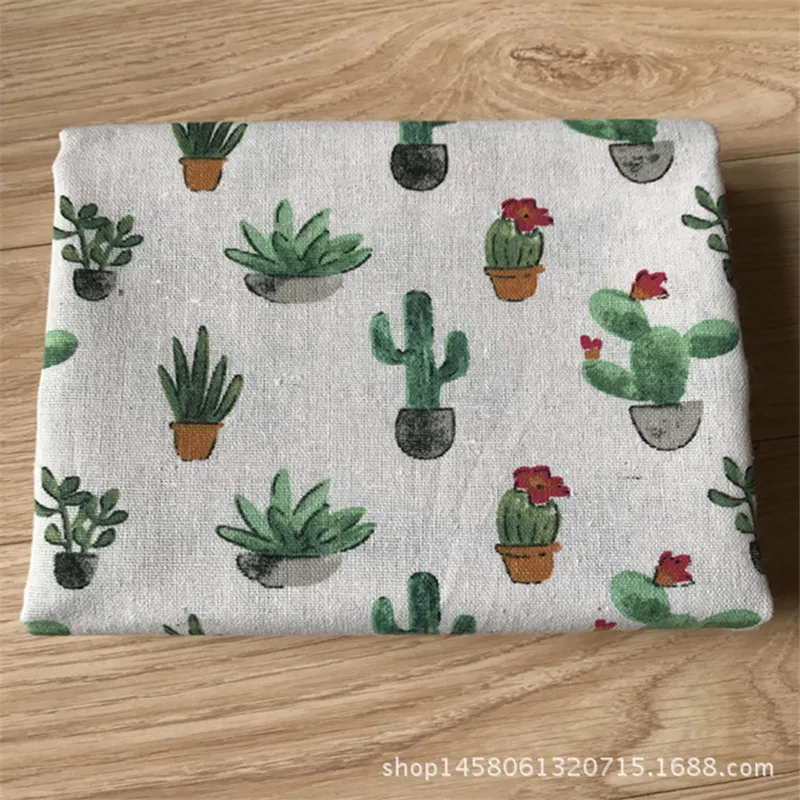 Хлопчатобумажная льняная ткань с принтом кактуса 50x150 см|cotton linen fabric|linen fabricfabric diy |