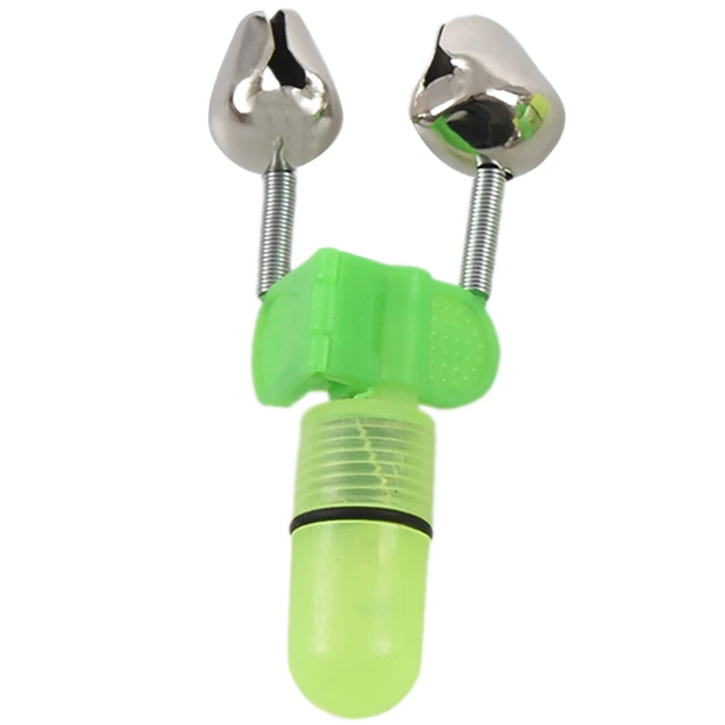

10Pcs 2in1 Night Fishing Rod Tip Clip LED Light Twin Bells Ring Fish Bite Alarm