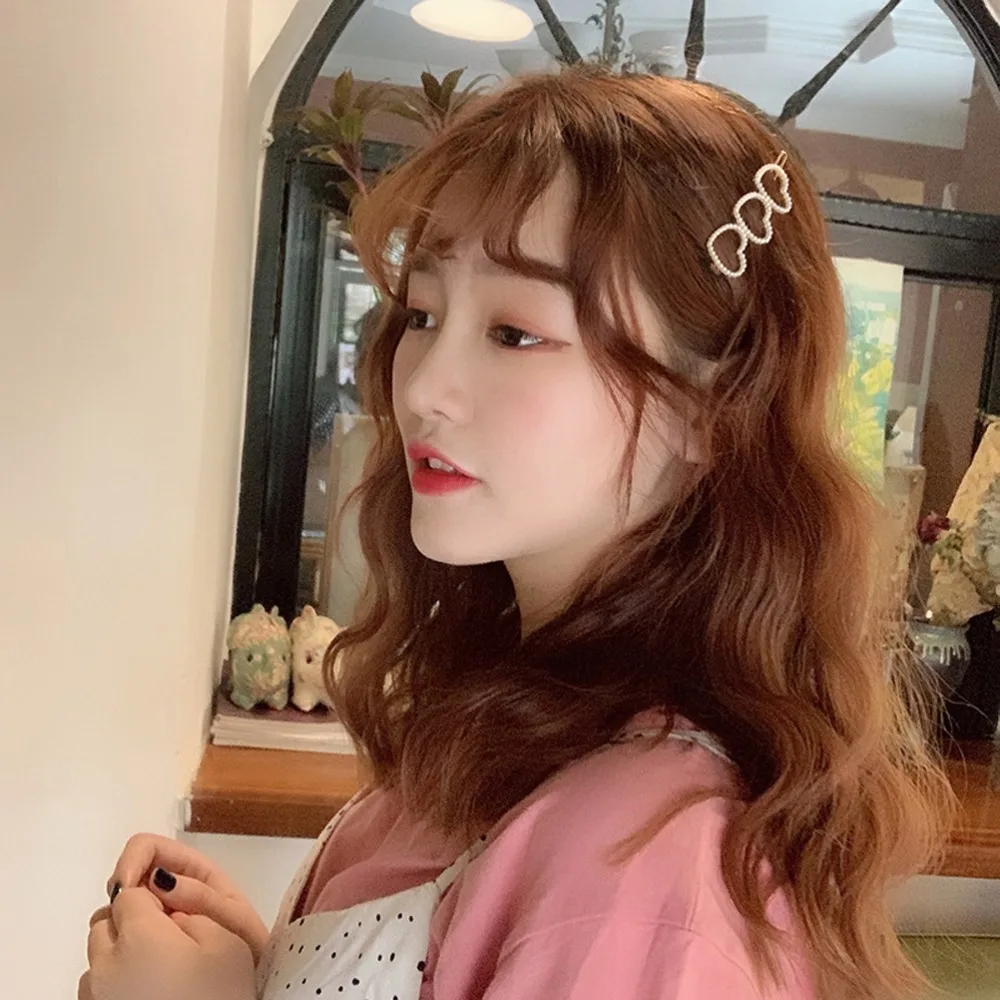 

MISM Women Girls Irregular Metal Minimalist Hair Clip Geometric Hollow Heart Bobby Hairpins Faux Pearl Snap Barrettes Hairgrips