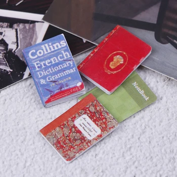 

4Pcs 1/12 Dollhouse Miniature Mini Book Paper Notebook Magazine Home Decor Gift