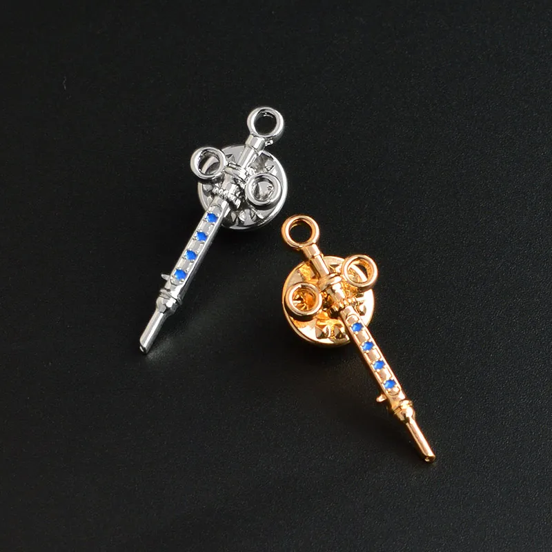 

Syringe Brooch Pin Badges Gold Silver Medical Jewelry for Doctor Nurse Medical students Graduation gift Metal Lapel Pin Buckle
