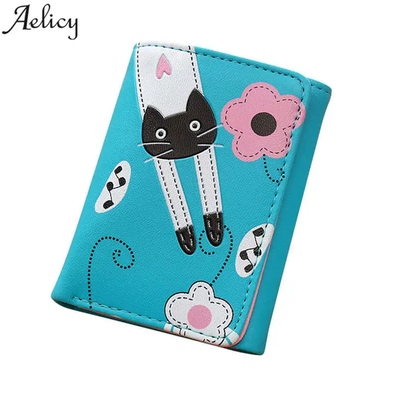 Aelicy роскошный популярный женский кошелек с рисунком кошки короткий держатель