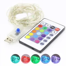 Светодиодная лента RGB медный свет 5 м 50 светодиодный s 5 в USB причудливая Серебристая проволока для рождественской вечеринки Свадебные праздничные украшения с контроллером JQ