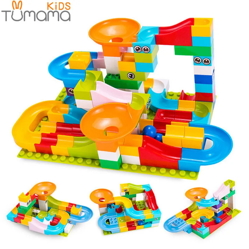 

Tumama Kids Track Building Blocks Educational Toy Marble Race Run Maze Balls Funnel Slide Big Building BrickToys for children