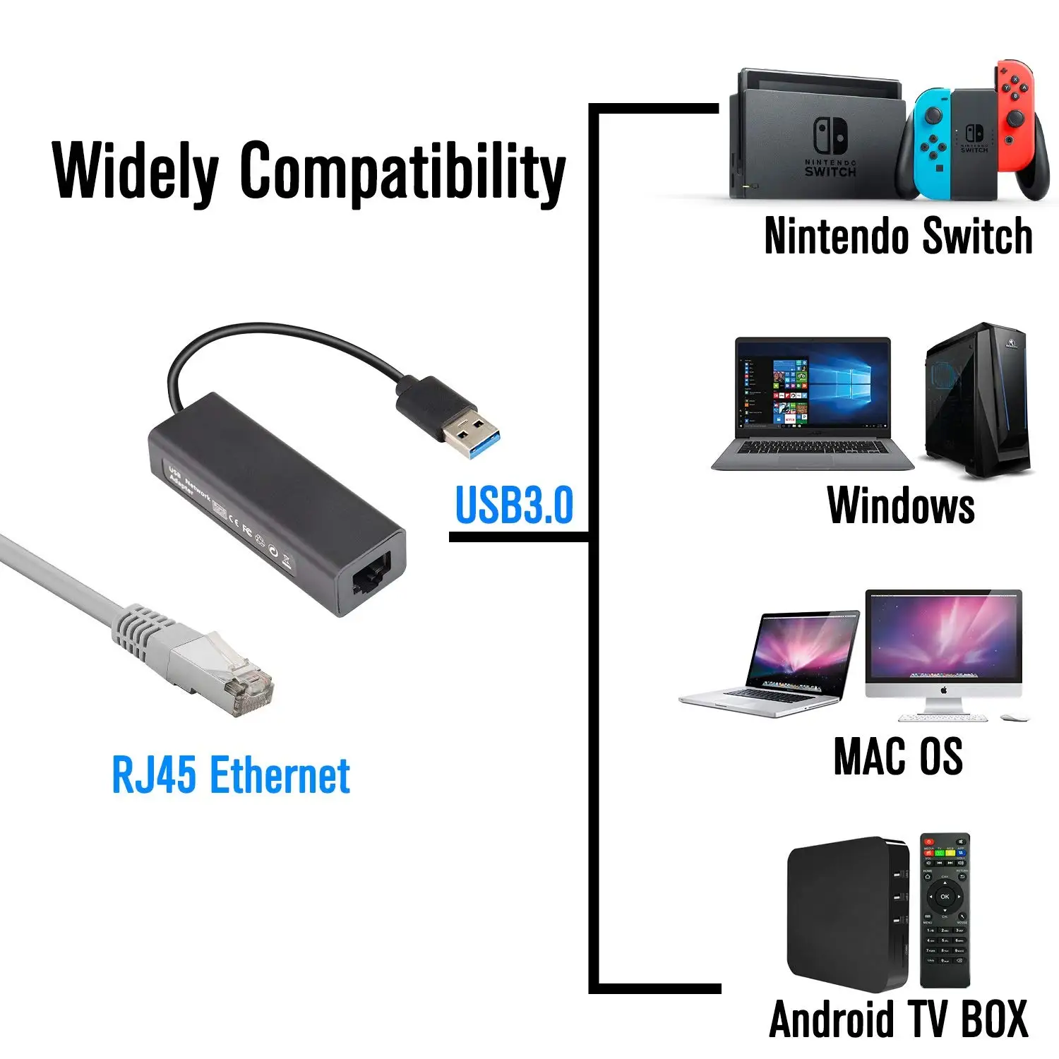 USB 3,0 для RJ45 Ethernet адаптер 10/100/1000 Мбит/с гигабитный USB LAN адаптер для nintendo Switch MacBook Chromebook Win PC ноутбук