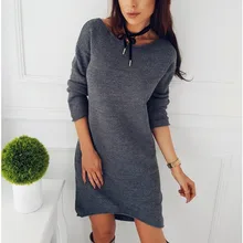 Livre Avestruz Vestido de Camisola 2018 Outono Inverno Casual Mulheres Manga Comprida Pulôver O Pescoço Jumper de Mujer Vestidos de Festa Nov0130