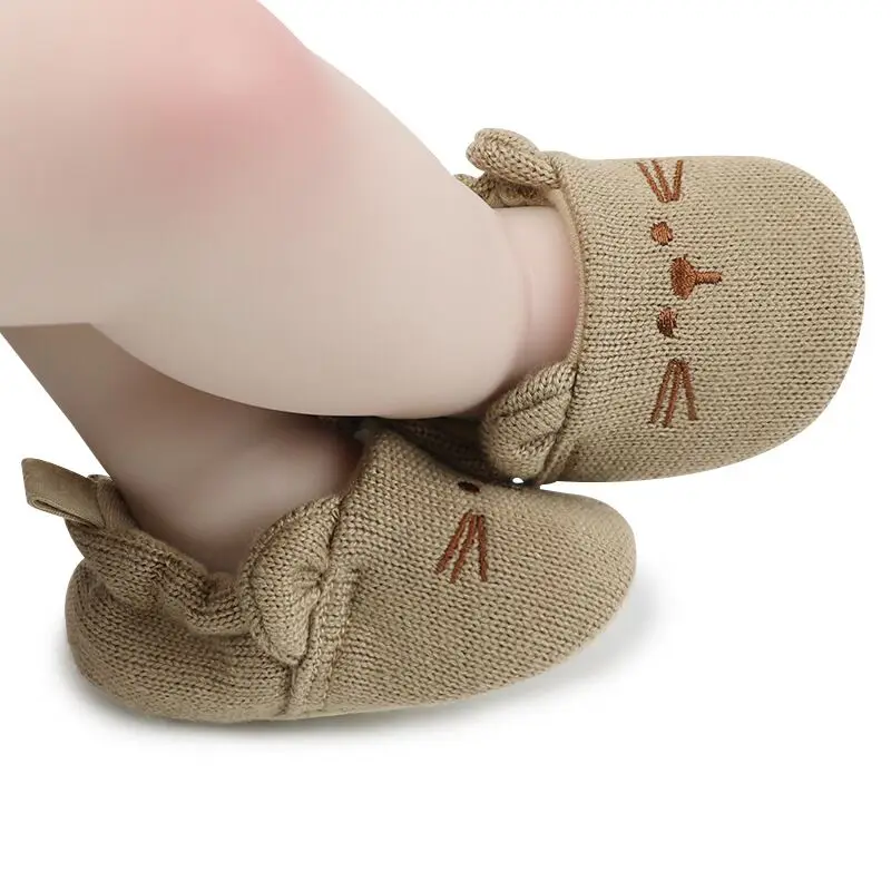 newborn shoe size 3 4 5 knit baby boots unisex baby shoes for newborn baby slippers soft infants first walker moccasin socks - Цвет: A