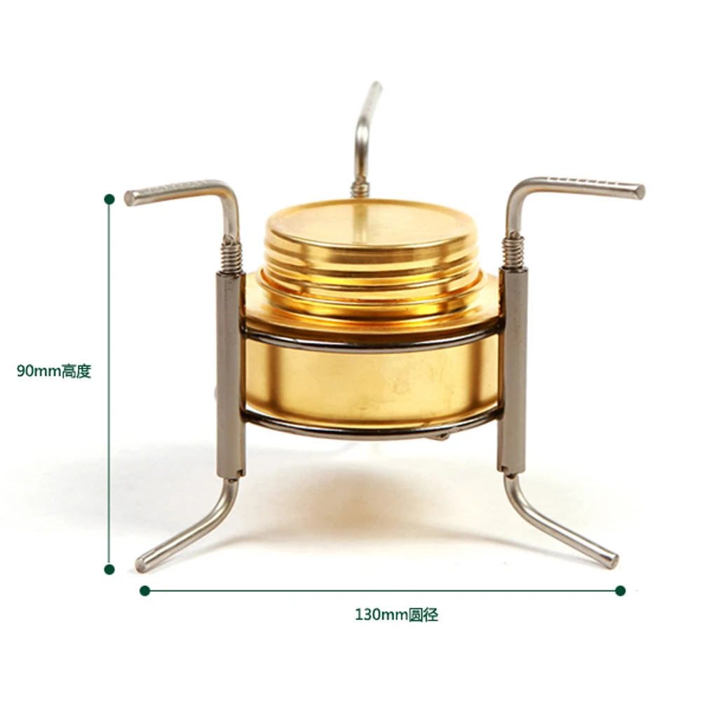 Высококачественная мини-плита из медного сплава с спиртовой плитой для кемпинга на открытом воздухе, с подставкой, золото для пеших