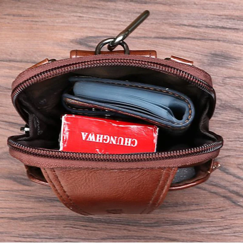 Мужская поясная сумка из натуральной кожи с крючком 100%|shoulder waist bag|waist bagpack belt |