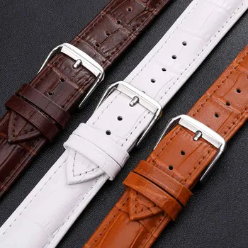 

Leather Men Watchband Women Watch Band 26mm 24mm 22mm 18mm 16mm 14mm Wrist Watch Strap Watchbands Bracelet Silver Metal Buckle