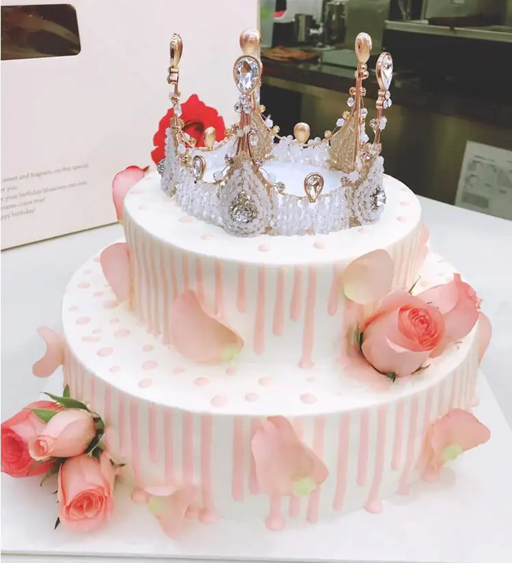 

crown cake topper cake decoration accessories luxury crystal princess crown weddidng bride cake decorations cake topper