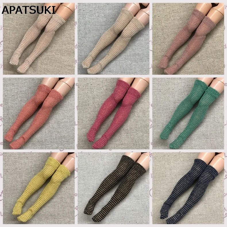 8 пар/лот блестящие кукольные чулки для кукол Blythe Azone эластичные до бедра длинные