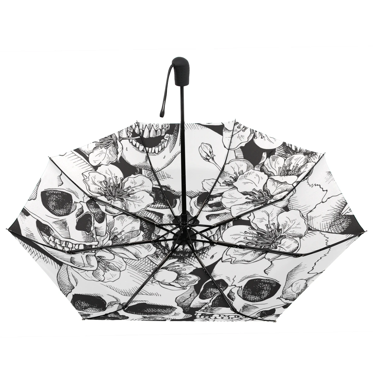 Ветроустойчивые автоматические зонты с черепом, женский складной зонт с тремя ручками для мужчин, ветрозащитный уличный зонтик