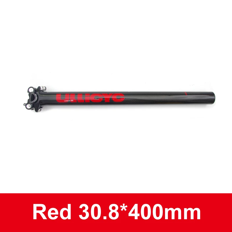 Ullicyc труба из углеродистого волокна 3K полностью карбоновый Подседельный штырь Красочный Горный/Шоссейный велосипед Подседельный штырь 27,2/30,8/31,6/33,9/34,9*350/400 мм - Цвет: Red 30.8x400mm