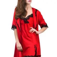 Сексуальное женское кружевное шелковое атласное кимоно, халат, ночная рубашка, наборы халатов, половина рукава, нижнее белье, пижамы, одежда для сна, женская ночная рубашка