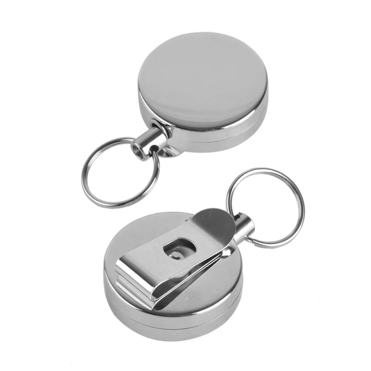 

2pcs EDC Outdoor Camping Steel Rope Burglar Keychain Stalker Tactical Retractable Key Chain Key Return Keyring