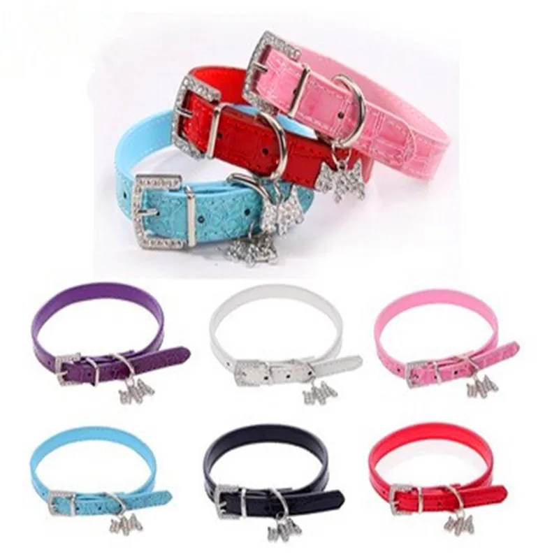 

Punk Style Lovely Dog Collar Crocodile Print Small Dog Accessories PU Leather Pet Roducts with 5 Color