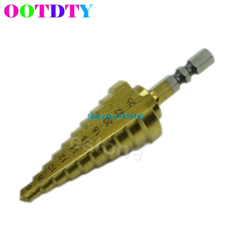 

6mm to 25mm Steps HSS Holes Cutter Step Cone Drill Bit Hex Shank 1/4" 6-25mm APR3_10