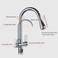 Rozin Purification Kitchen Faucets Black Pull Out Kitchen Water Filter Tap 3 Way Mixer torneira para cozinha de parede Crane 4