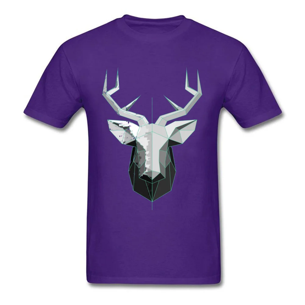 Deer Polygon 2018 Newest Short Sleeve Printed On T Shirt Pure Cotton Crew Neck Men Tees Geek Tee Shirt Summer/Autumn Deer Polygon purple