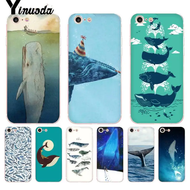 

Yinuoda For iphone 7 6 X Case Funny Whale Transparent Phone Cover Case for iPhone 8 7 6 6S Plus X 10 5 5S SE 5C XS XR Cover
