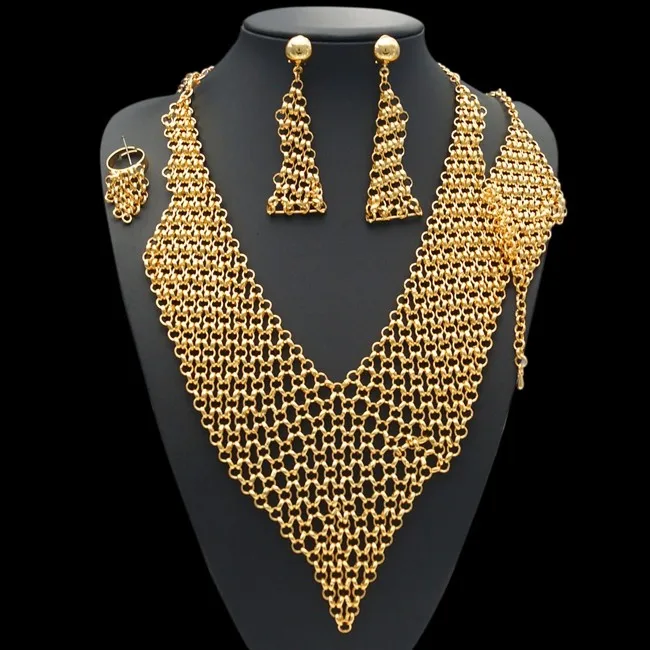 Free shipping Latest Design Saudi Gold Jewelry Necklace Premier Party