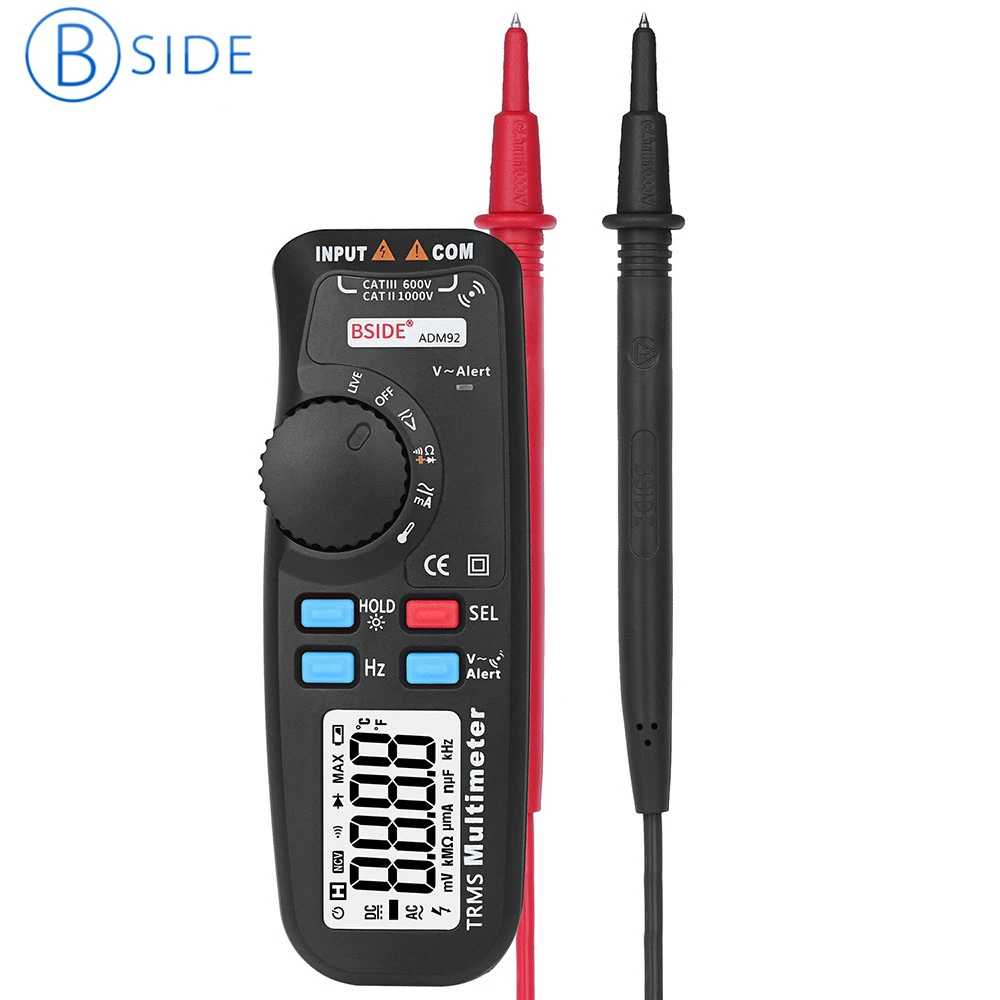 

BSIDE ADM92 Handheld True RMS Digital Multimeter Auto Range 6000 Counts TRMS Tester With Live Wire Check Temp NCV Hz Ohm Diode